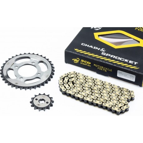 Звезды, цепь к-кт JH-428H-116L+36T+14T "калёная", цепь GOLD (в коробке) Scorpion