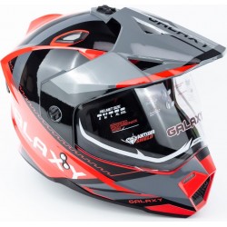 Шлем кроссовый с визором (стандарт DOT), выдвижные очки GLX-802 L (59-60см), чёрно-красный GALAXY