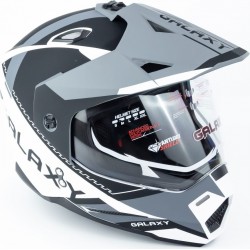 Шлем кроссовый с визором (стандарт DOT), выдвижные очки GLX-802 L (59-60см), чёрно-белый мат GALAXY