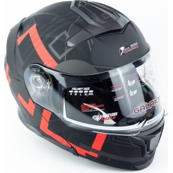 Шлем модуляр с откидным подбородком (стандарт DOT), выдвижные очки GLX-912 S (55-56см), чёрно-красный мат GALAXY