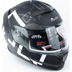 Шолом модуляр з відкидним підборіддям (стандарт DOT), висувні окуляри GLX-912 S (55-56см), чорно-білий мат GALAXY