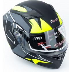 Шлем модуляр с откидным подбородком, выдвижные очки GLX-902 L (59-60см), чёрно-салатовый мат GALAXY