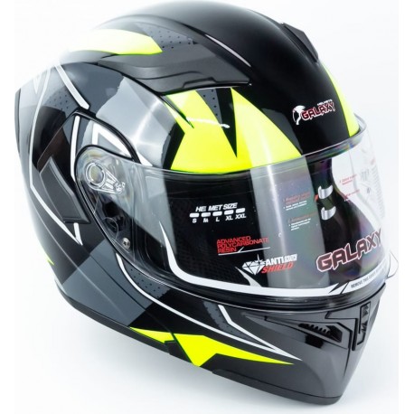 Шлем модуляр с откидным подбородком, выдвижные очки GLX-902 L (59-60см), чёрно-салатовый GALAXY