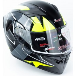 Шлем модуляр с откидным подбородком, выдвижные очки GLX-902 M (57-58см), чёрно-салатовый GALAXY