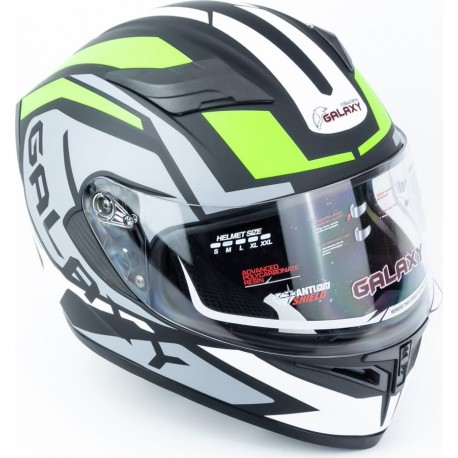 Шлем интеграл, выдвижные очки GLX-316 M (57-58см), чёрно-салатовый мат GALAXY