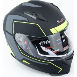 Шлем интеграл GLX-313 M (57-58см), чёрно-салатовый мат GALAXY