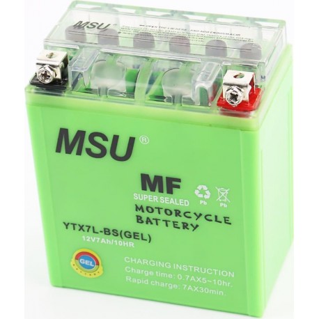Аккумулятор 12V7Ah YTX7L-BS GEL (L113*W70*H132мм) "МОТО" MSU