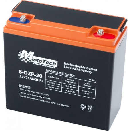 Акумулятор 12V21Ah 6DZF20 кислотний (L180*W78*H170мм) для ДБЖ, іграшок та ін. Mototech