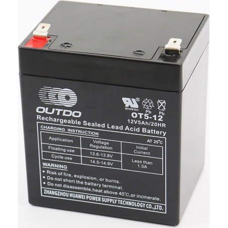 Акумулятор 12V5Ah OT5-12 кислотний (L90*W70*H102мм) для ДБЖ, іграшок та ін. OUTDO