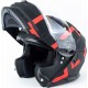 Шолом модуляр з відкидним підборіддям (стандарт DOT), висувні окуляри GLX-912 L (59-60см), чорно-червоний мат GALAXY
