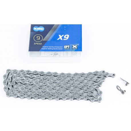 Ланцюг KMC X9 EPT на 9 швидкостей, сріблястий