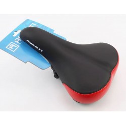 Седло Байк MTB, Черно-красное, мягкий, эластичный наполнитель стальная рамка, размер: 265х160 мм