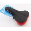 Седло Байк MTB, Черно-красное, мягкий, эластичный наполнитель стальная рамка, размер: 265х160 мм