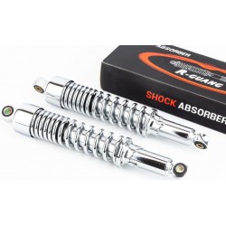 Амортизатор задній JH/CB/CG-345мм*d58мм (втулка 12мм / втулка 10мм) зі склянкою регул., хром к-кт 2шт R-GUANG