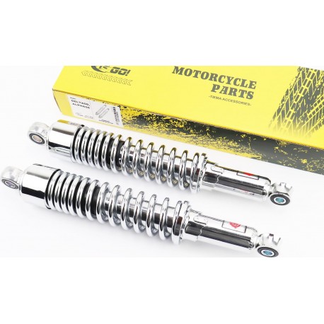 Амортизатор задний JH/CB/CG-340мм*d55мм (втулка 12мм / втулка 10мм) со стаканом регулир., хром к-кт 2шт GO!