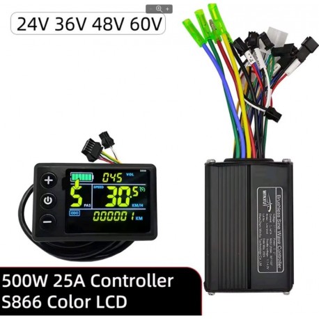 Контролер для електро велосипеда 36В 48В 500 Вт на 25А з кольоровим дисплеєм