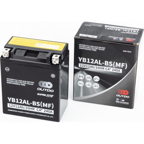 Аккумулятор 12V12Аh YB12AL-BS(MF) кислотный (L132*W78*H156мм) OUTDO