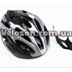 Шлем велосипедный L (54-62 см) съемный козырек черно-серо-белый Китай
