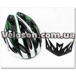Шлем велосипедный M (54-57 см) съемный козырек, 18 вент. отверстия, системы регулировки черно-бело-зеленый AV-01 AVANTI