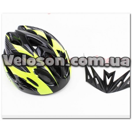 Шлем велосипедный M (54-57 см) съемный козырек, 18 вент. отверстия, системы  черно-зеленый AVHM-02 AVANTI