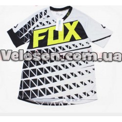 Футболка (Джерси) для мужчин М - (Polyester 100%), короткие рукава, свободный крой, серо-черная, НЕ оригинал FOX