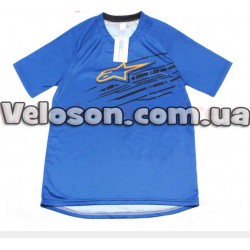 Футболка (Джерси) для мужчин М - (Polyester 100%), короткие рукава, свободный крой, сине-черная, НЕ оригинал Alpinestars