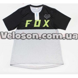 Футболка (Джерси) для мужчин М - (Polyester 100%), короткие рукава, свободный крой, черно-серая, НЕ оригинал FOX