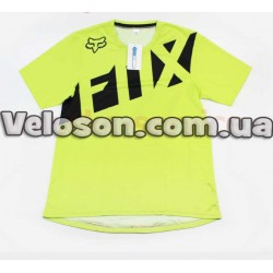 Футболка (Джерси) для мужчин L - (Polyester 80% / Spandex 20%), короткие рукава,   салатово-черная, НЕ оригинал FOX