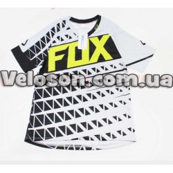 Футболка (Джерси) для мужчин L - (Polyester 80% / Spandex 20%), короткие рукава,   серо-черная, НЕ оригинал FOX