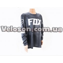 Футболка (Джерси) для мужчин L - (Polyester 100%), длинные рукава, свободный крой, черно-белая, НЕ оригинал FOX