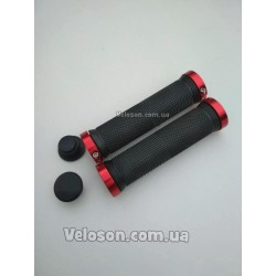 Грипсы ручки с красными Lock замками 130 мм с заглушками в руль