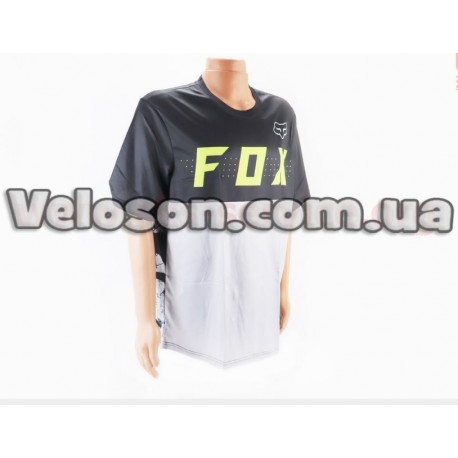 Футболка (Джерси) для мужчин L - (Polyester 100%), короткие рукава, свободный крой, черно-серая, НЕ оригинал, тип 2 FOX