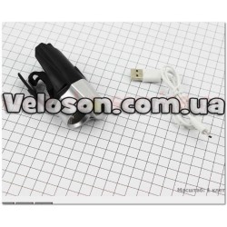 Фонарь передний 1+7 диодов 360 lumen, Li-ion 3.7V 500mAh зарядка от USB, влагозащитный, черно-серый BG-C20 Китай