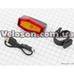 Фонарь задний COB LED технология, Li-ion 3.7V 500mAh зарядка от USB, влагозащитный Китай